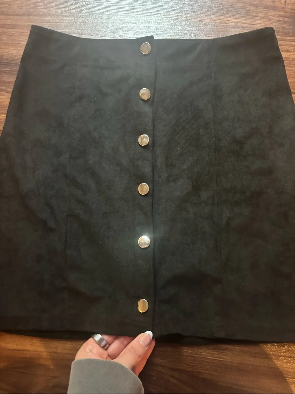 Classic Black Button-Front Women's Skirt - Picture 2 of 5